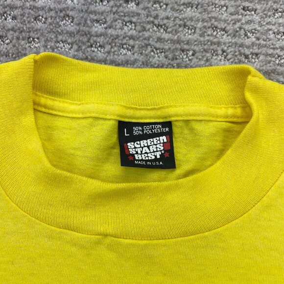 Vintage 80s Screen Stars Best T-Shirt Men Large L Yellow Steamboat Springs CO - Picture 2 of 16
